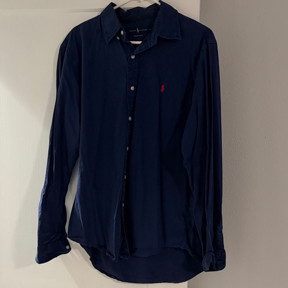Polo by Ralph Lauren Men's Dark Blue Button Down Shirt
